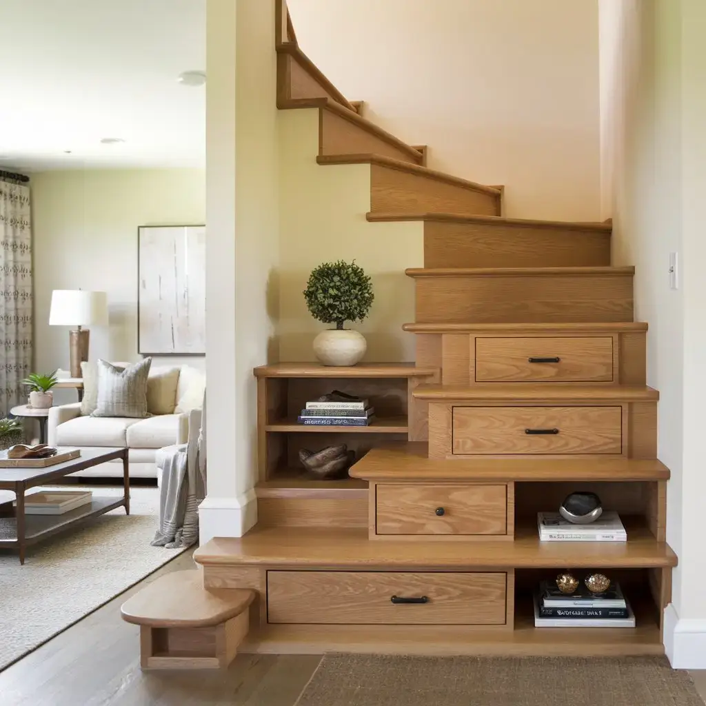 A wooden staircase