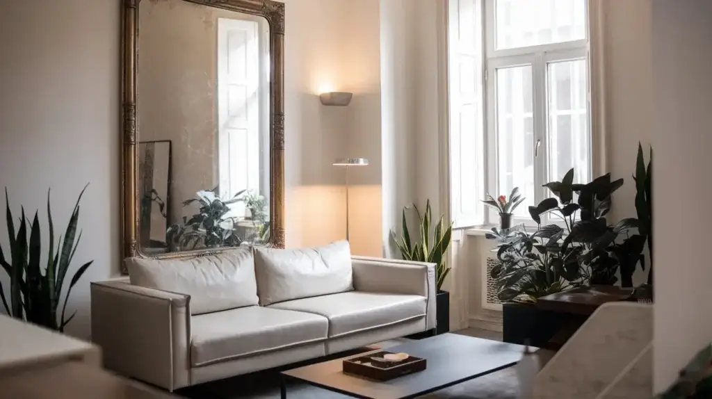 A small living room featuring a large